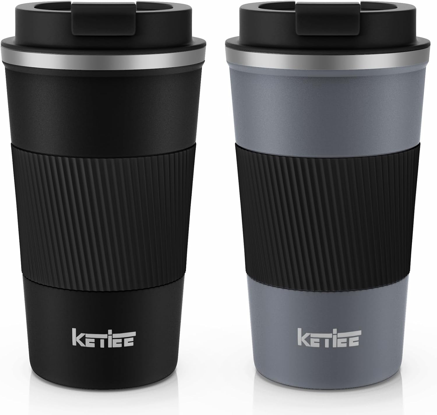 KETIEE Insulated Travel Mug 12oz, 2PCS Travel Coffee Mug Spill Proof with Seal Lid