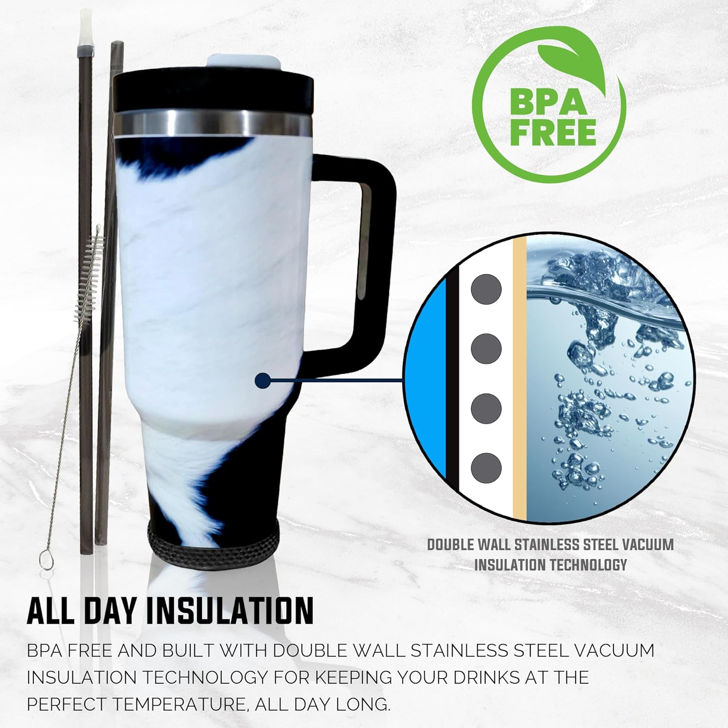 Black Friday Deal - Insulated Tumbler with Lid and Straws