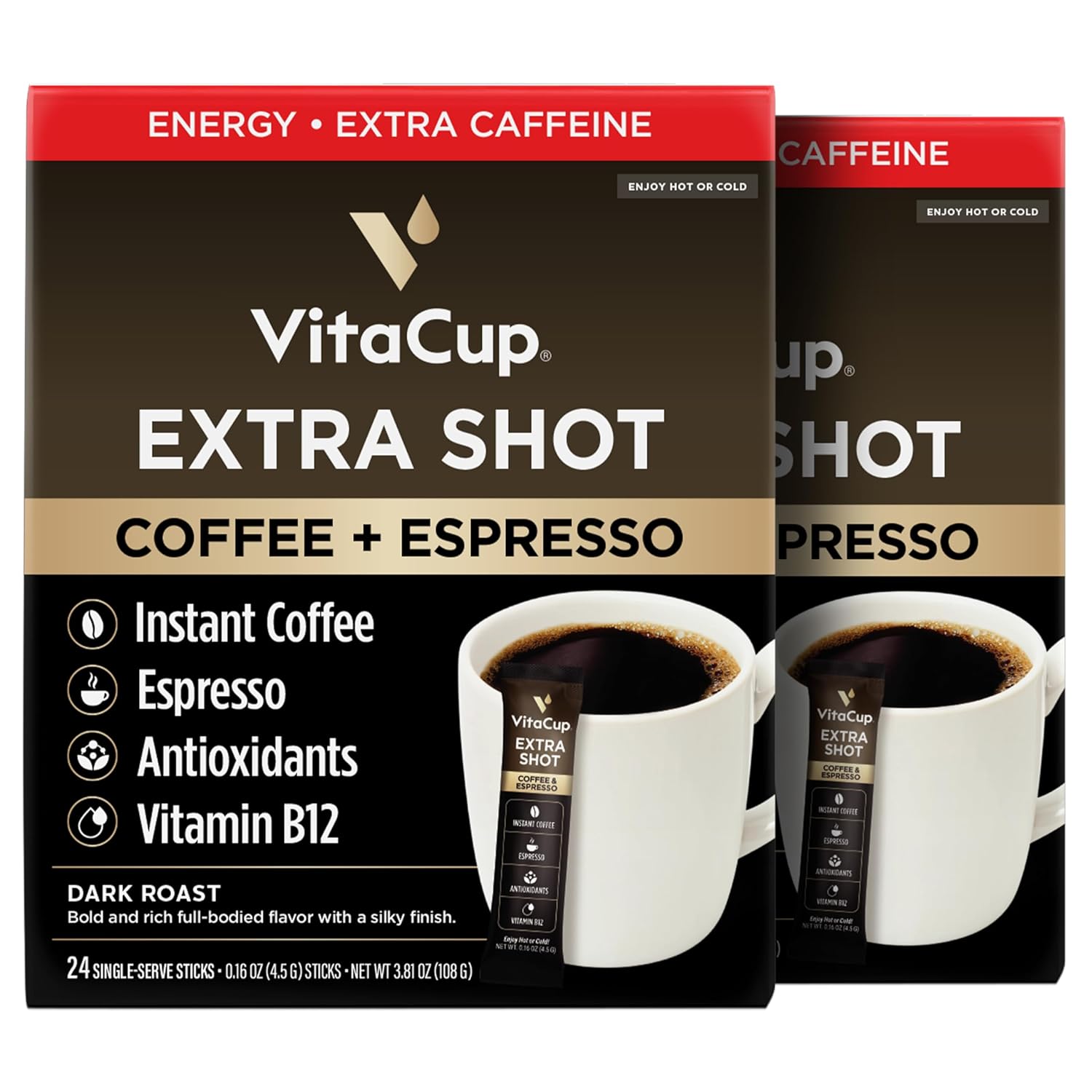 VitaCup Extra Shot Instant Coffee Packets